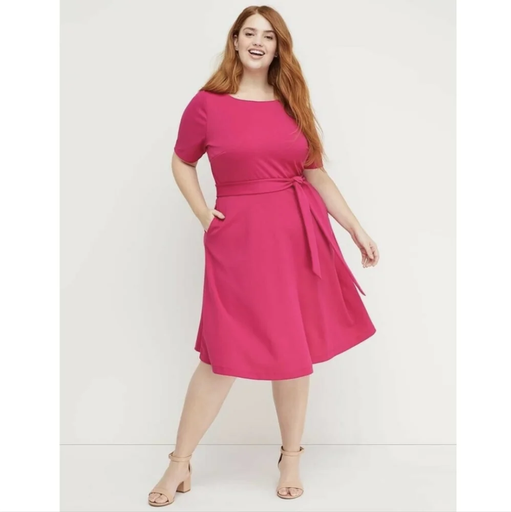 Beauticurve x Lane Bryant Hot Pink Knee Length Short Sleeve Dress size 20 - Picture 1 of 6